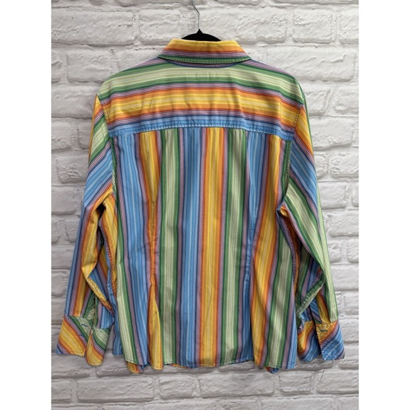 Vintage Tommy Hilfiger Top Women Size‎ 18 Rainbow Striped Y2K Classic Festival - Picture 9 of 15